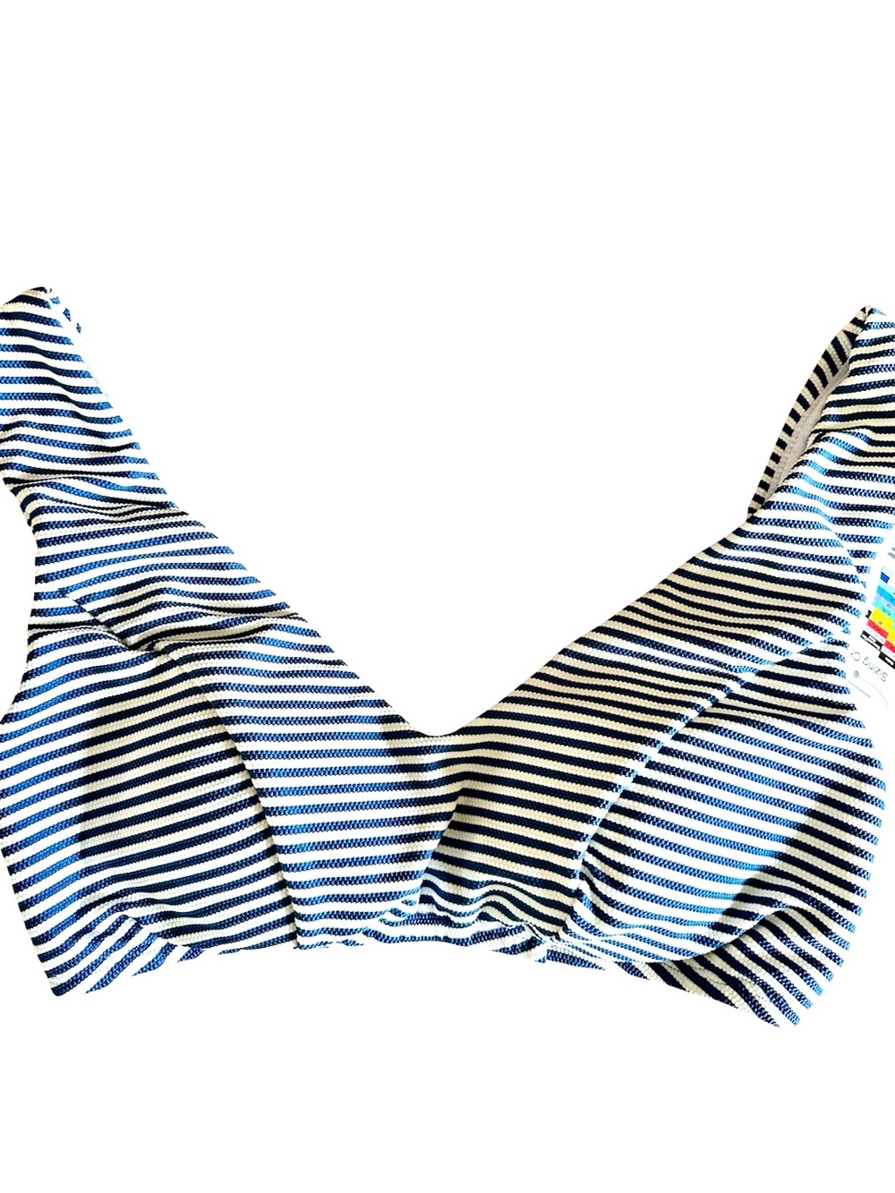 NWT Time & Tru Navy and White Striped Bikini Top w/ sewn in bra cups size M